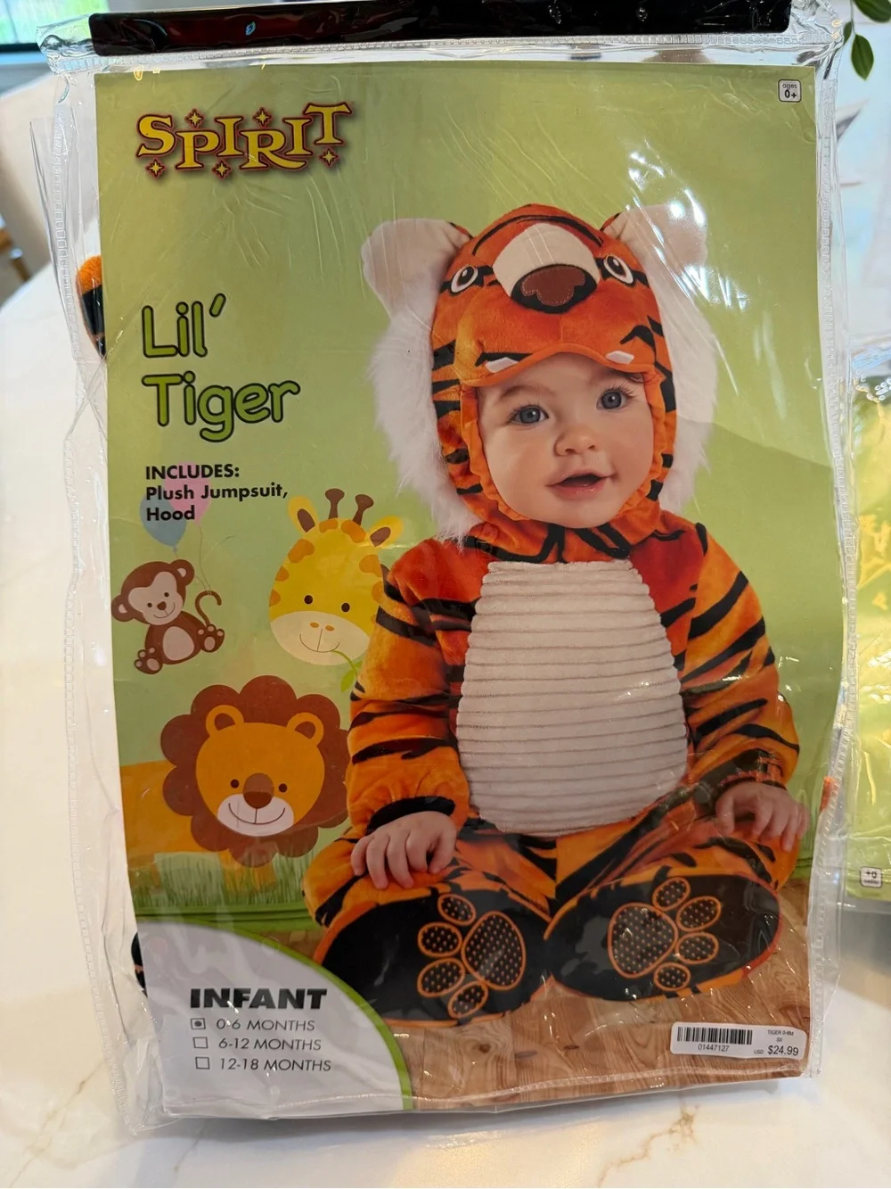Spirit Lil' Tiger Infant Plush Jumpsuit Hood - Orange/Black